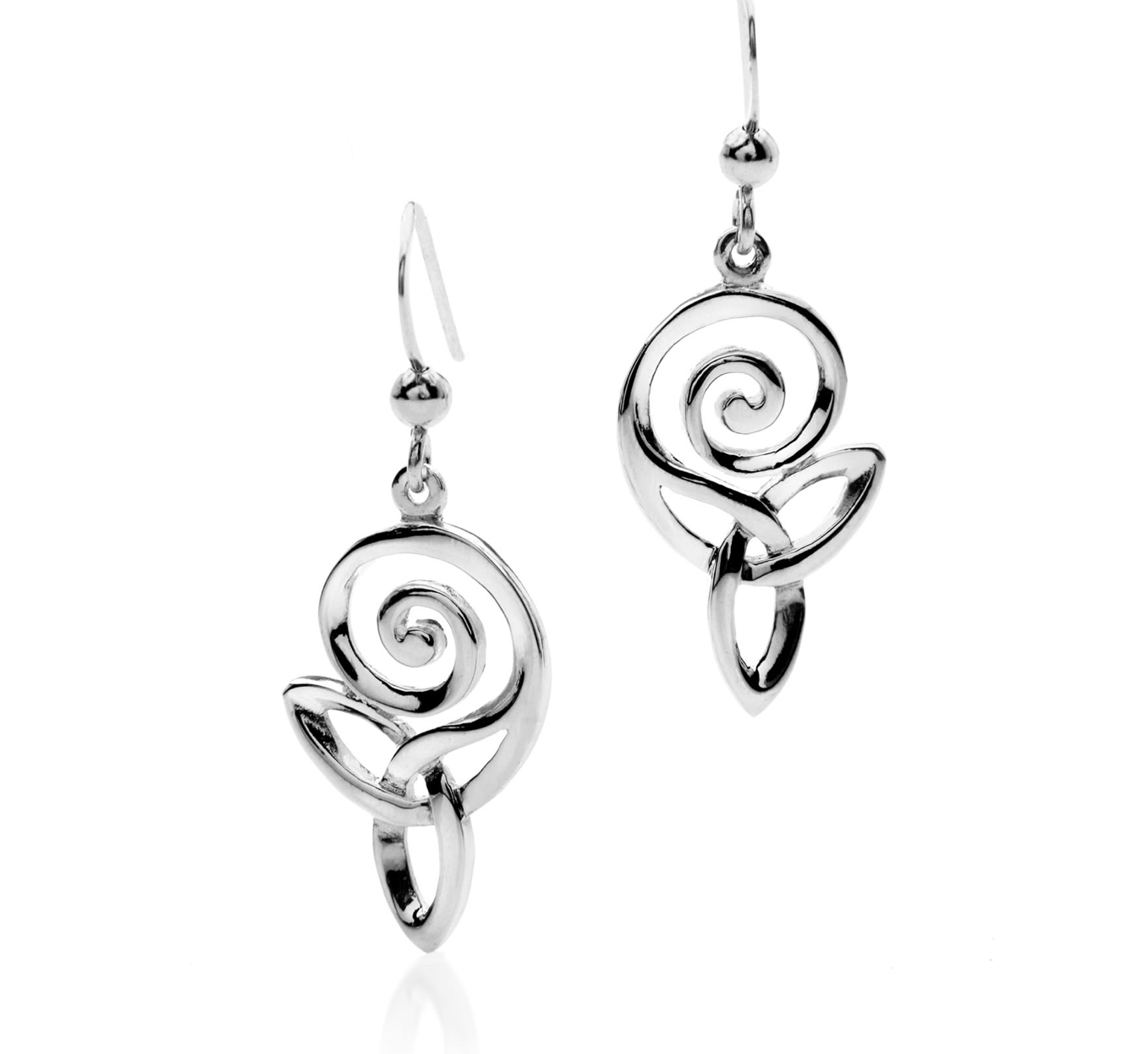 Sea Gems Sterling Silver Stylised Celtic Knotwork Drop Earrings  - 9221