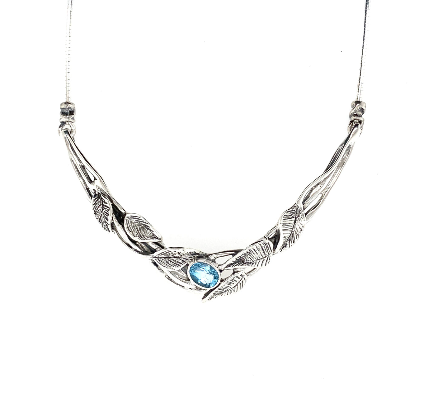 Silver And Blue Topaz Necklace -