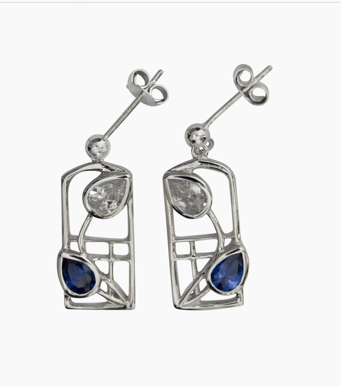 Sterling Silver And Gemstone Mackintosh Earrings - E605