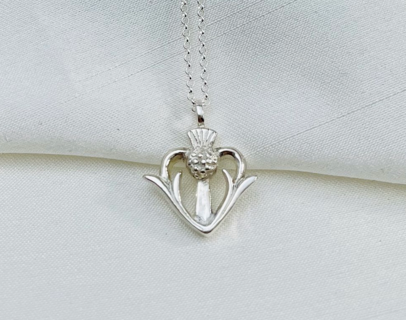 Sterling Silver Thistle Pendant - The Heart Of Scotland