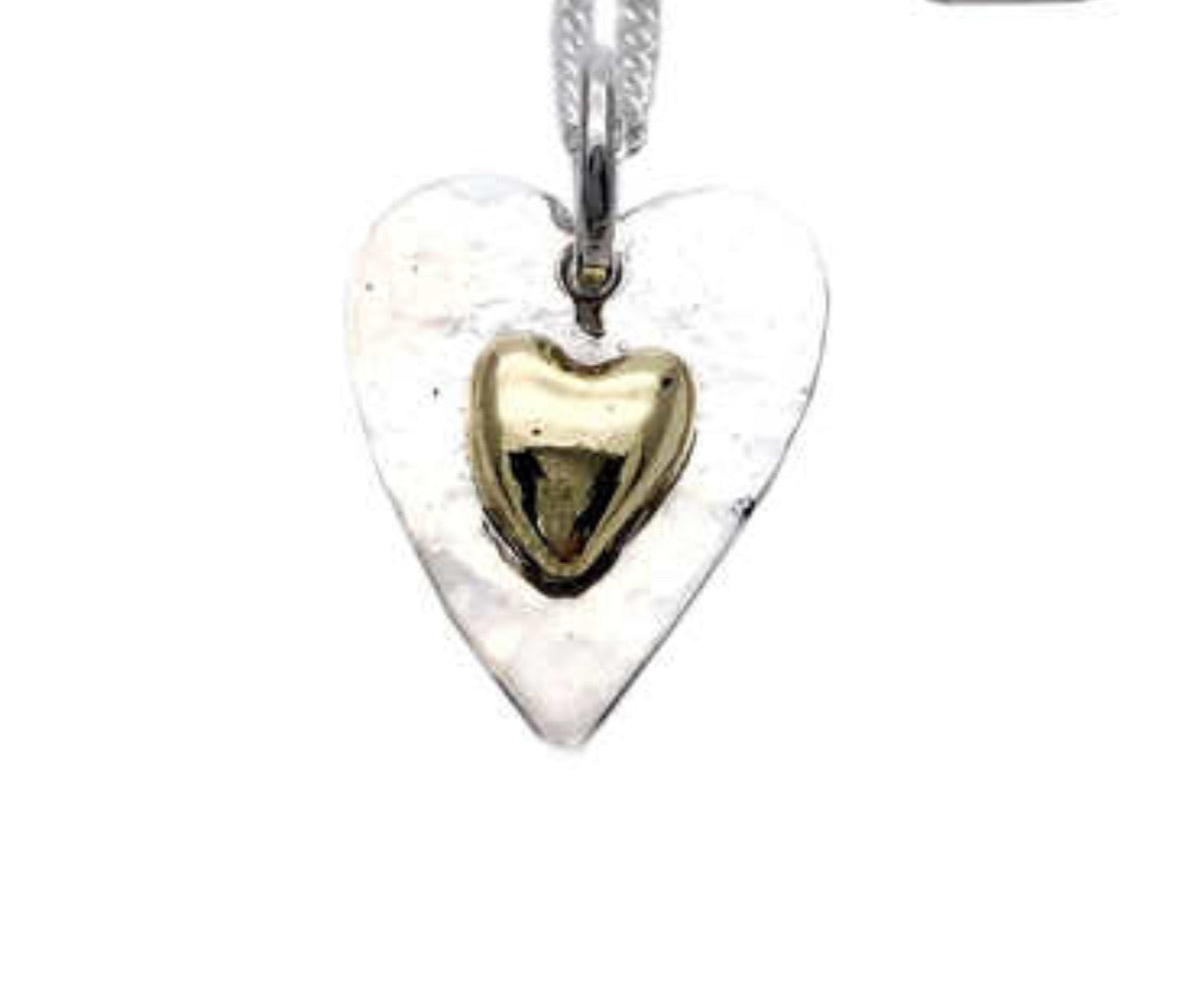 Sterling Silver and gold fill Heart Pendant -946