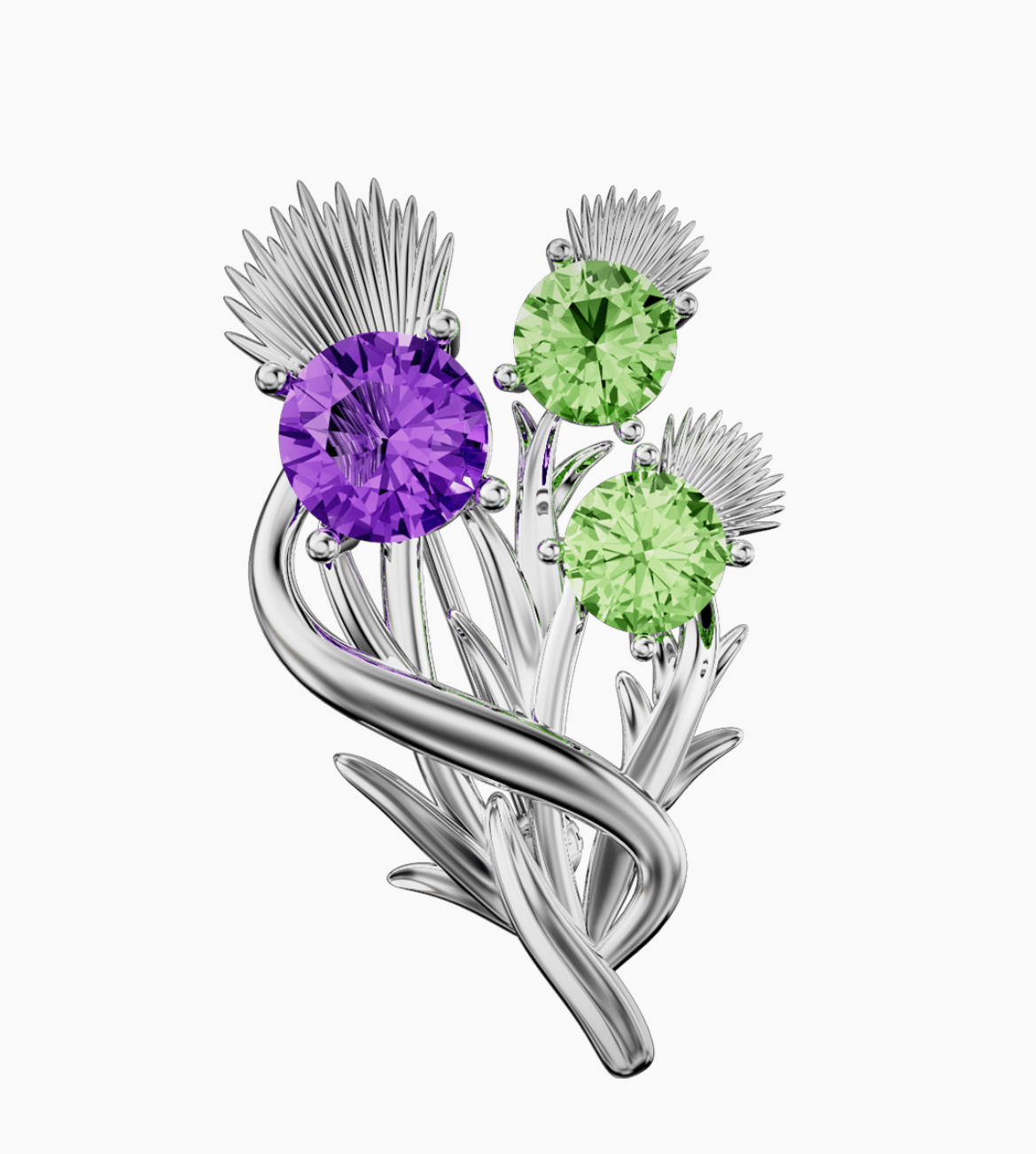 Sterling SilverThistle Brooch - Amethyst - 5622