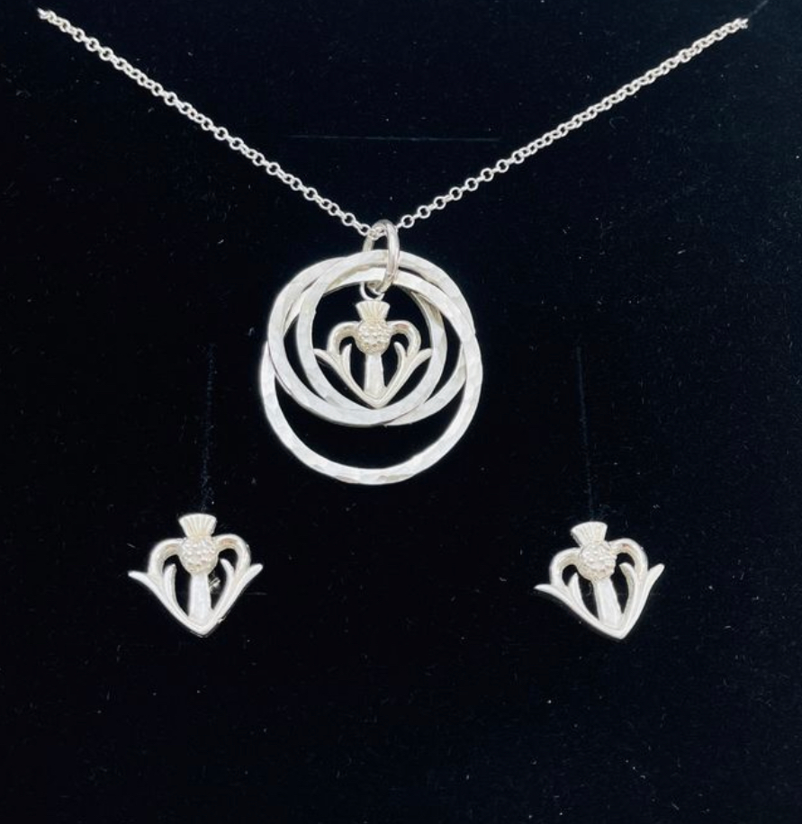 Sterling Silver Thistle Pendant - Set. The Heart Of Scotland