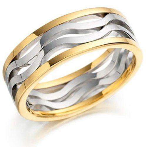 Ladies White & Yellow Gold Wedding Ring - EX416-Ogham Jewellery