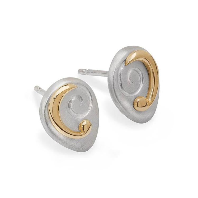 Lyradale Sterling Silver, 9ct Yellow Gold or Silver and 9ct Yellow Gold Stud Earrings - 14048/24048