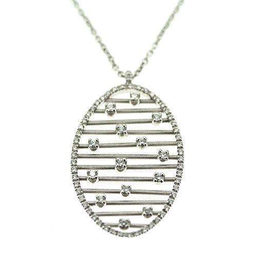 Marco Bicego Oval 18ct White Gold & Diamond Pendant-Ogham Jewellery