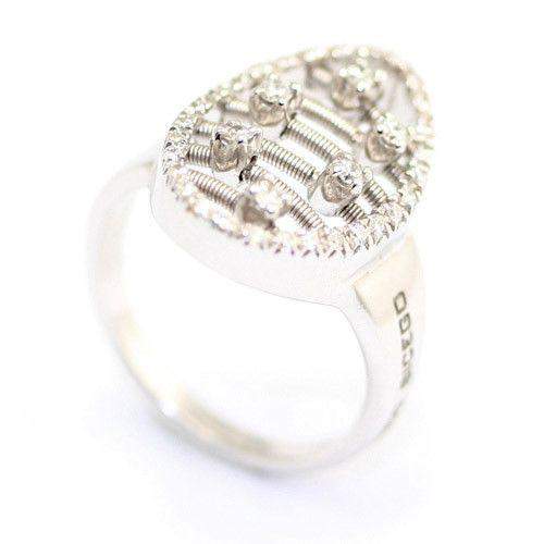 Marco Bicego Oval 18ct White Gold & Diamonds Ring-Ogham Jewellery