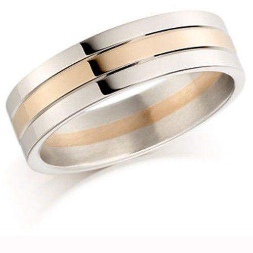 Mens 9ct or 18ct White & Rose Gold Wedding Ring - EX447-Ogham Jewellery