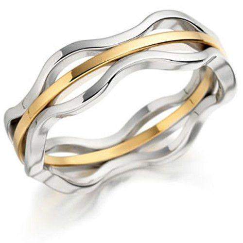 Mens Bi-Colour Gold Wedding Ring - EX412-Ogham Jewellery