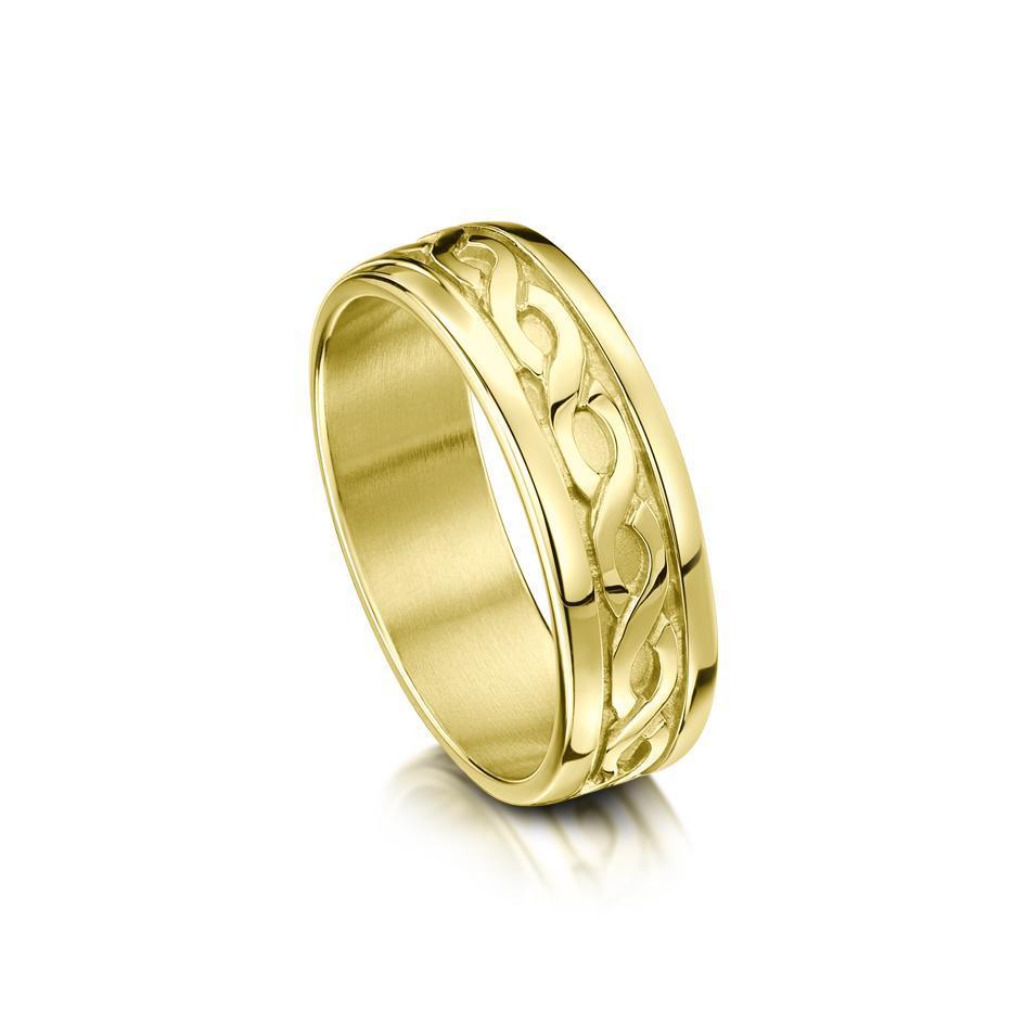 Mens Celtic Ring in Silver Gold Platinum or Palladium R13 Size R Z Ogham Jewellery