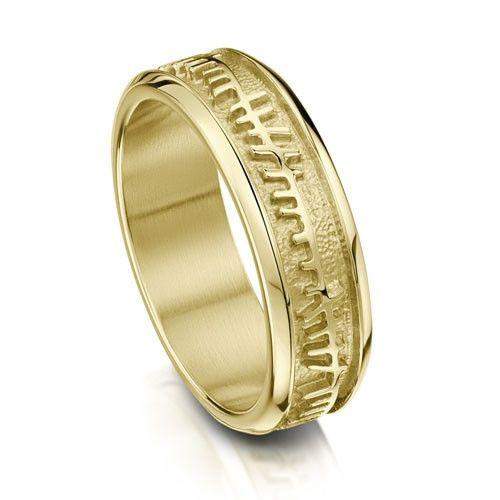 Mens patterned 2025 wedding rings