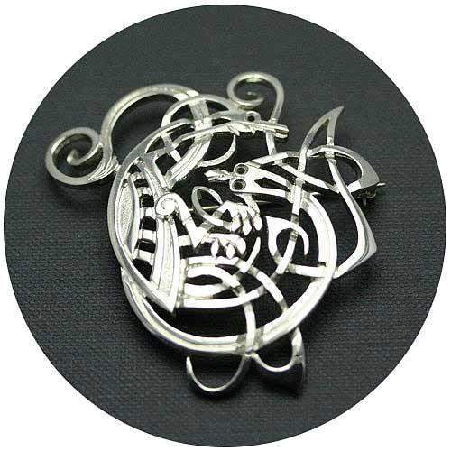 Mithril Silver Celtic Brooch Z17-Ogham Jewellery