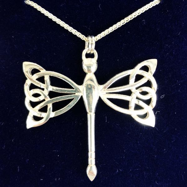 Mithril Silver Celtic Dragonfly Necklace-Ogham Jewellery