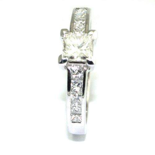 Multi Stone 18ct White Gold Princes Cut Diamond Engagement Ring - 0.88ct-Ogham Jewellery