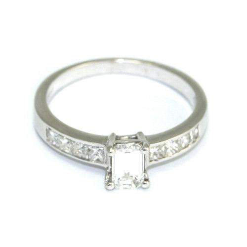 Multi Stone Emerald &amp; Princess Cut Diamond Engagement Ring 1.15 ct-Ogham Jewellery