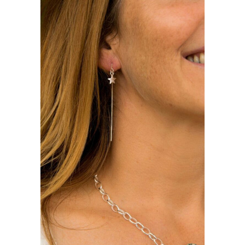 Thread sales silver earrings