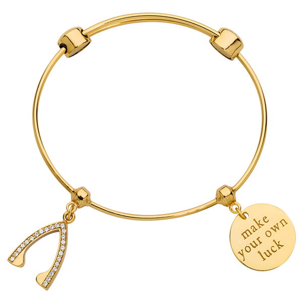 Nikki Lissoni Luck Charm Bangle - B1156G-Ogham Jewellery