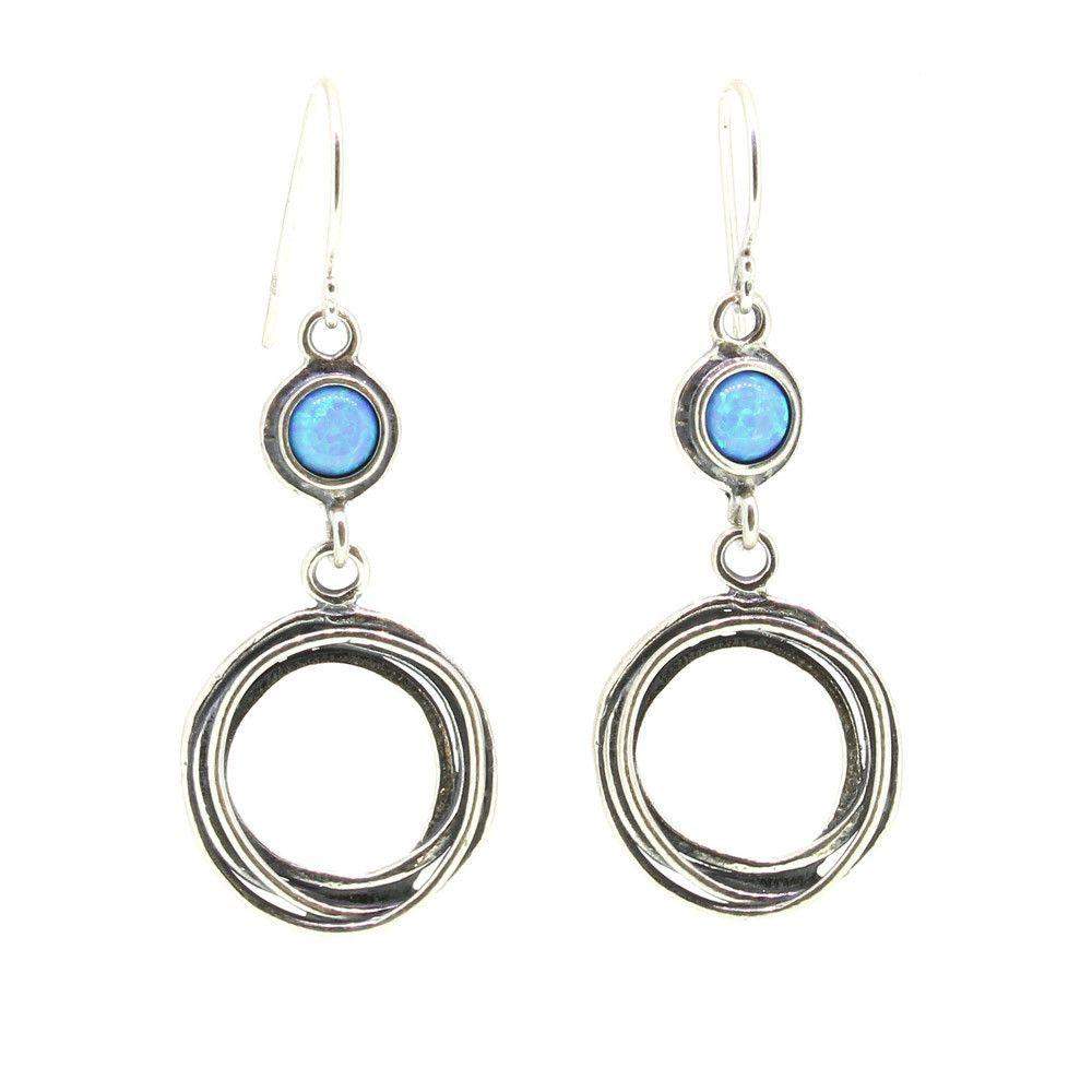 Opaline &amp; Silver Drop Earrings - E7145-Ogham Jewellery