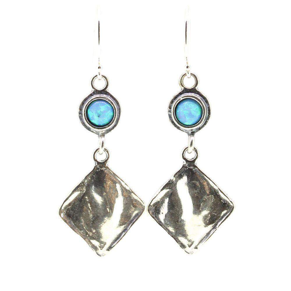 Opaline & Silver Drop Earrings - E7616-1-Ogham Jewellery