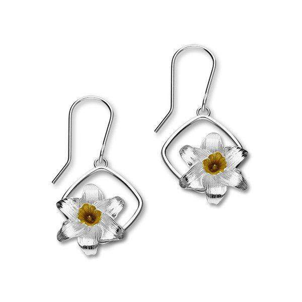 Ortak Daffodil Earrings Silver & Enamel - EE592-Ogham Jewellery