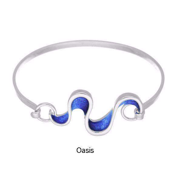 Ortak Ripples Sterling Silver &amp; Enamel Bangle - EBG39-Ogham Jewellery