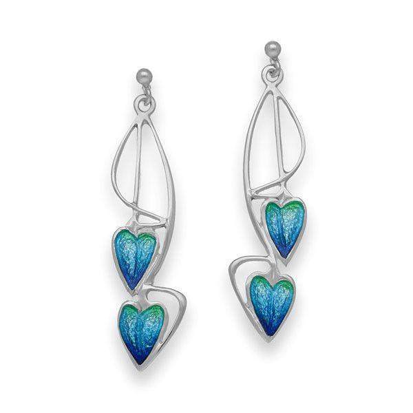 Sterling silver enamel earrings shop