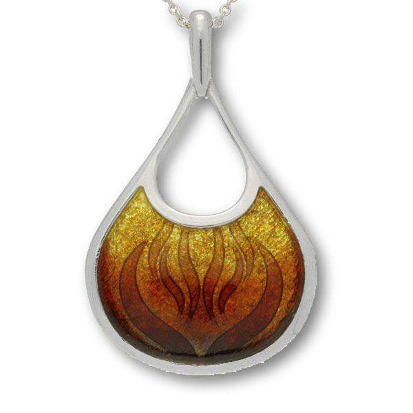 Ortak Silver And Enamel Fire Pendant (3 Colour Options) - EP293-Ogham Jewellery