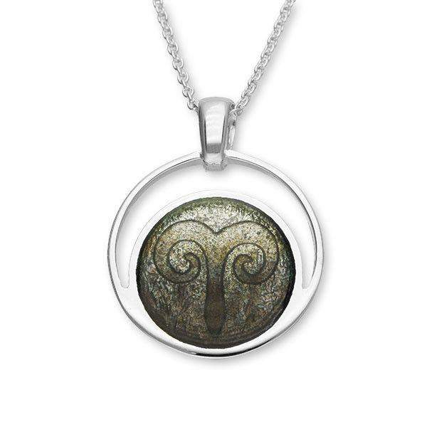 Ortak Silver And Enamel Zodiac (Aries) Pendant -EP324-Ogham Jewellery