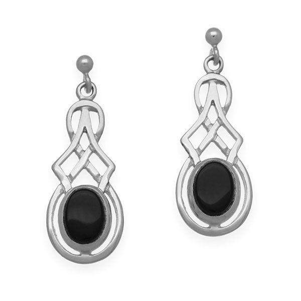 Ortak Silver and Onyx Earrings SE33-Ogham Jewellery