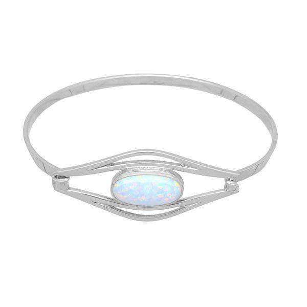 Ortak Silver and Opal Bangle SBG29-Ogham Jewellery