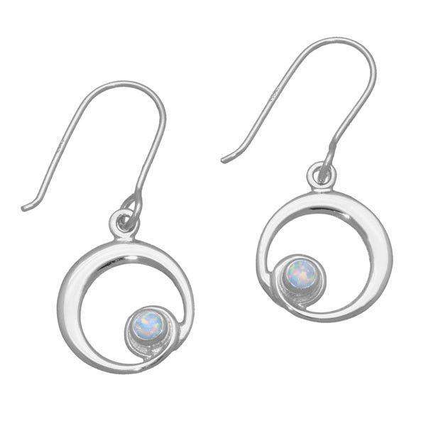 Ortak Silver And Opal Drop Earrings -SE373-Ogham Jewellery