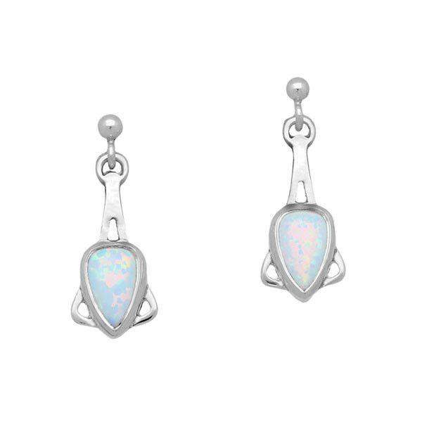 Ortak Silver And Opal Drop Earrings -SE382-Ogham Jewellery