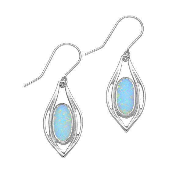 Ortak Silver And Opal Drop Earrings -SE390-Ogham Jewellery