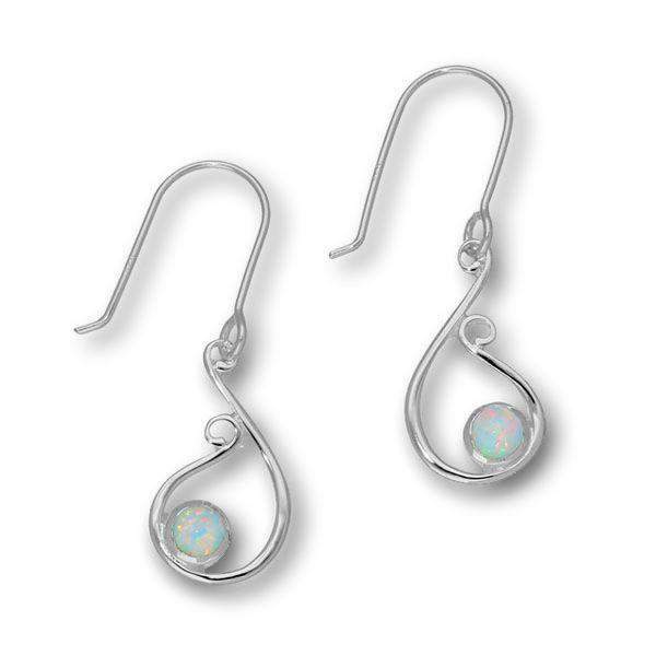 Ortak Silver And Opal Drop Earrings -SE394-Ogham Jewellery