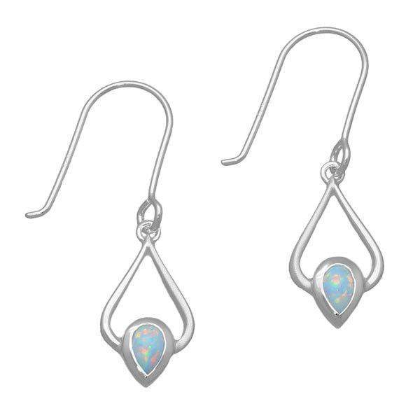 Ortak Silver And Opal Drop Earrings -SE399-Ogham Jewellery
