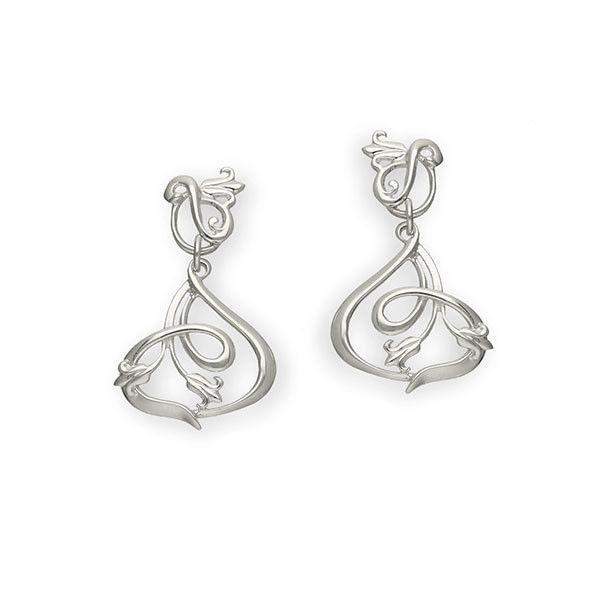 Ortak Silver Art Nouveau Drop Earrings - E237-Ogham Jewellery