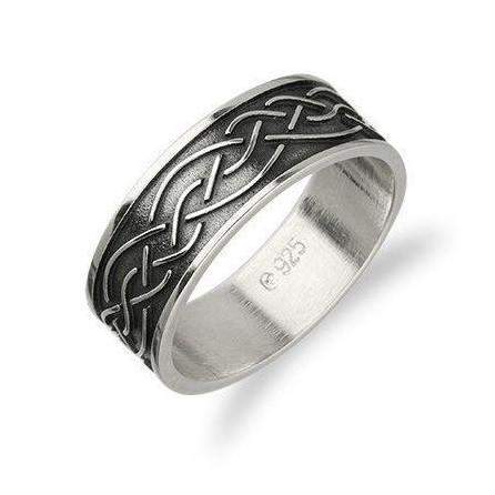 Ortak Silver Celtic Ring - R403 - Size J-Q-Ogham Jewellery