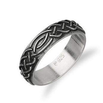 Ortak Silver Celtic Ring - R404 - Size J-Q-Ogham Jewellery