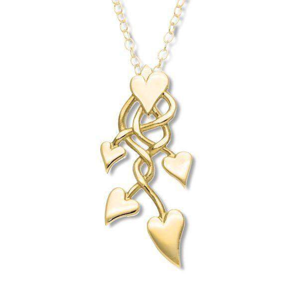 Ortak Silver or Gold Heart Design Pendant - P1110-Ogham Jewellery