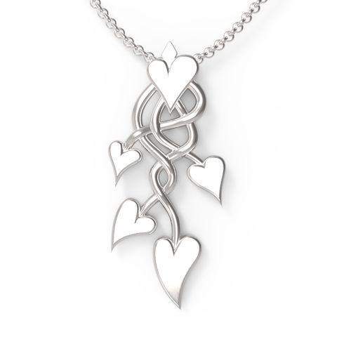 Ortak Silver or Gold Heart Design Pendant - P1110-Ogham Jewellery
