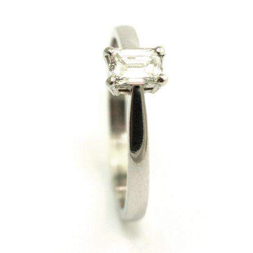 Platinum & Flawless Emerald Cut Diamond Engagement Ring 0.4ct DIF-Ogham Jewellery