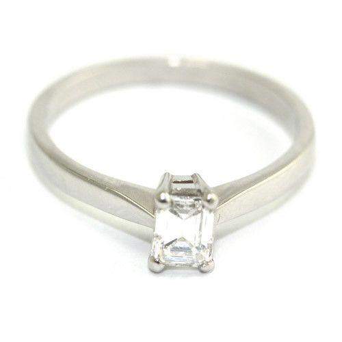 Platinum &amp; Flawless Emerald Cut Diamond Engagement Ring 0.4ct DIF-Ogham Jewellery