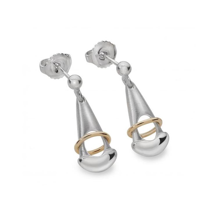 Poise Sterling Silver and 9ct Yellow Gold Drop Earrings - 13040
