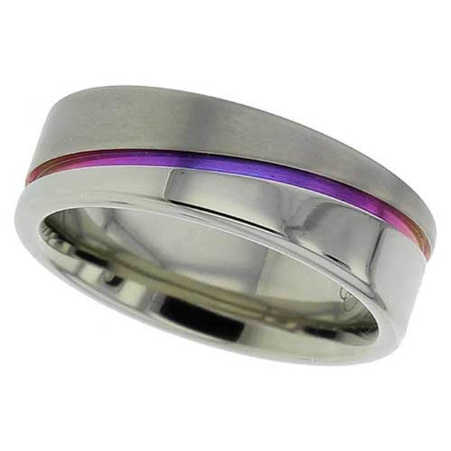Zirconium Anodised Slanted Groove Ring - 4035G-ANO