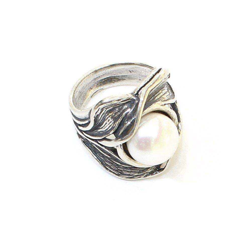 Shablool Designer Silver And Pearl Ring -R10997-Ogham Jewellery