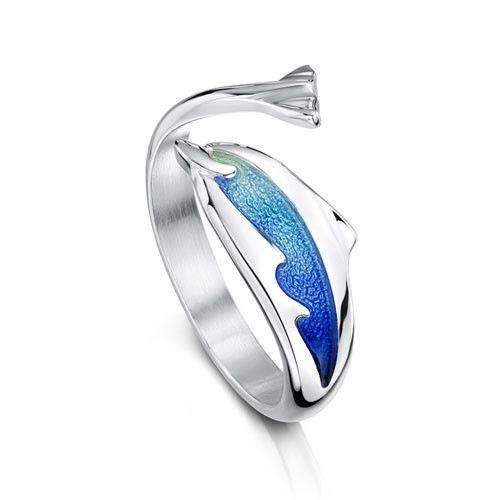 Sheila Fleet Enamel Dolphin Ring ER109-Ogham Jewellery