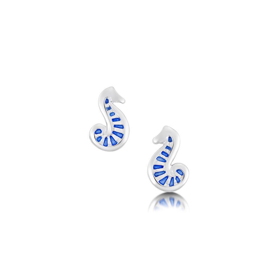 Sheila Fleet Pictish Sea Horse Silver Earrings - EE081-Ogham Jewellery