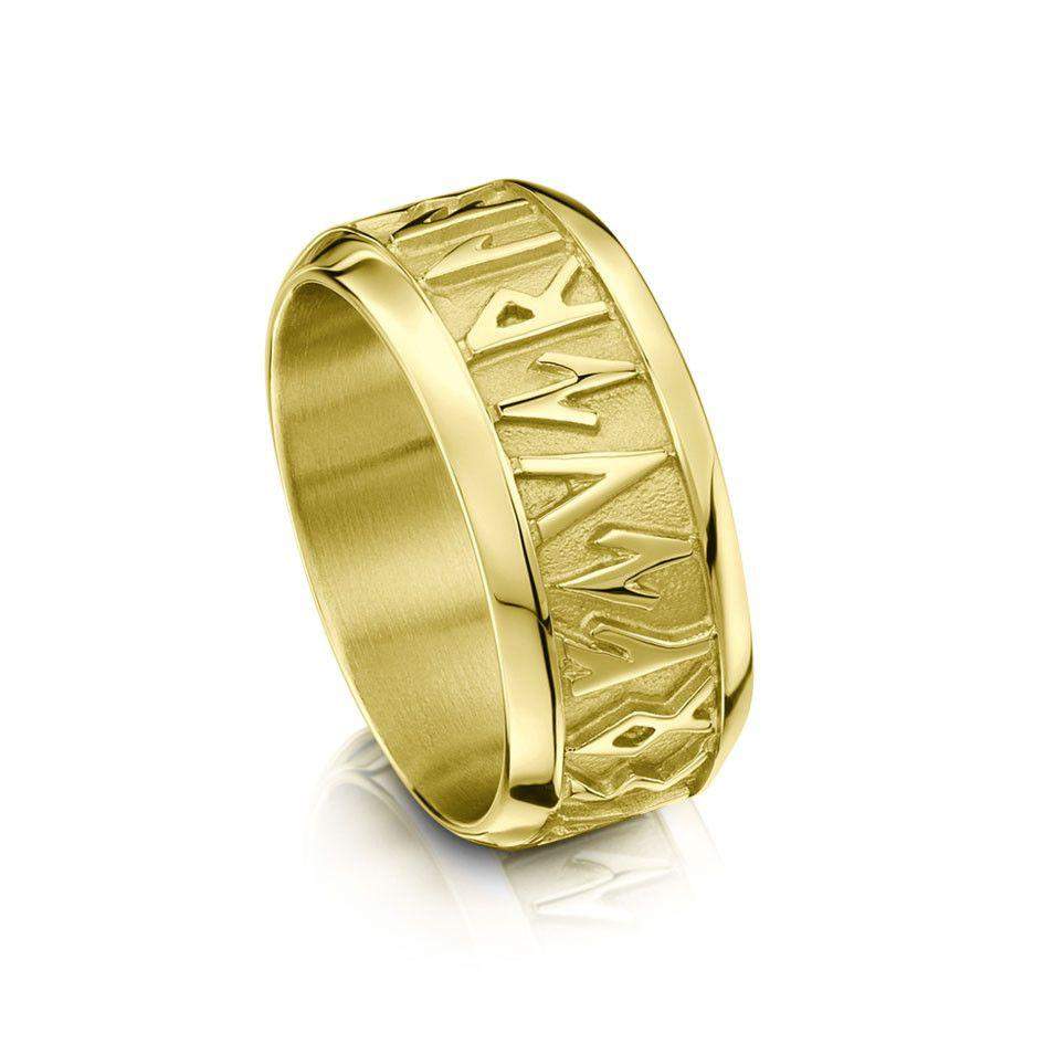 Sheila Fleet Runic Ring - Silver, Gold, Platinum, Palladium - Sizes X-Z+5 - RX34-Ogham Jewellery