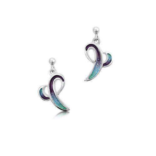 Sheila Fleet Silver and Enamel Earrings Scappa Flow EEOO50-Ogham Jewellery