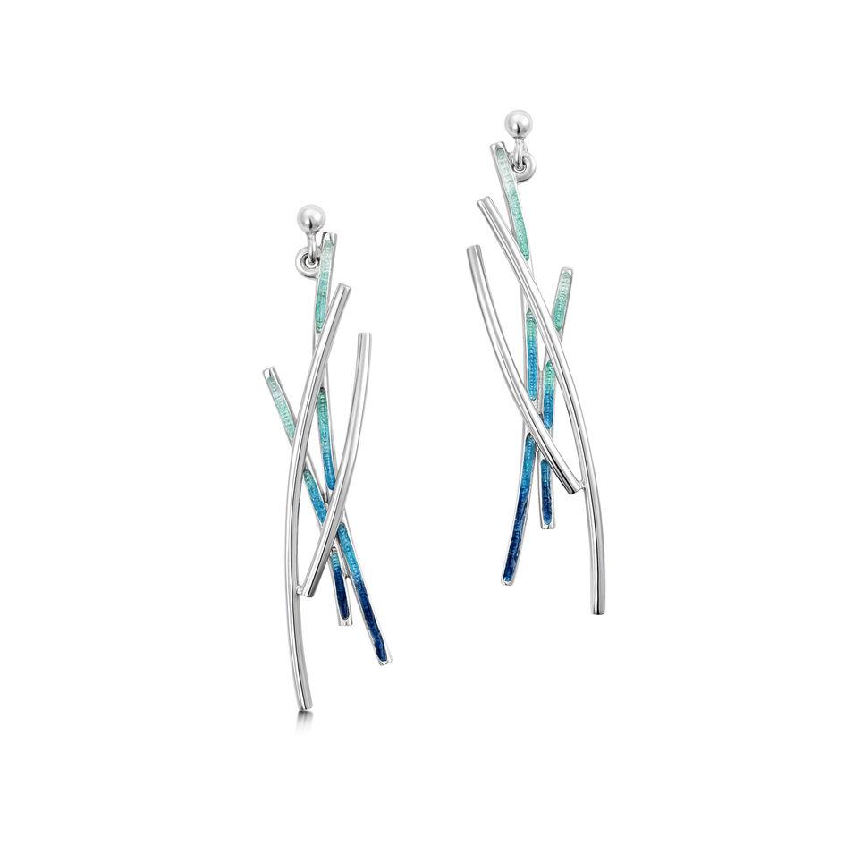 Sheila Fleet Silver and Enamel Grasses Earrings - EEXX186-Ogham Jewellery